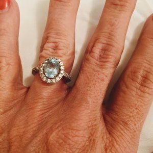 Ring - Size 7 - Blue and crystals